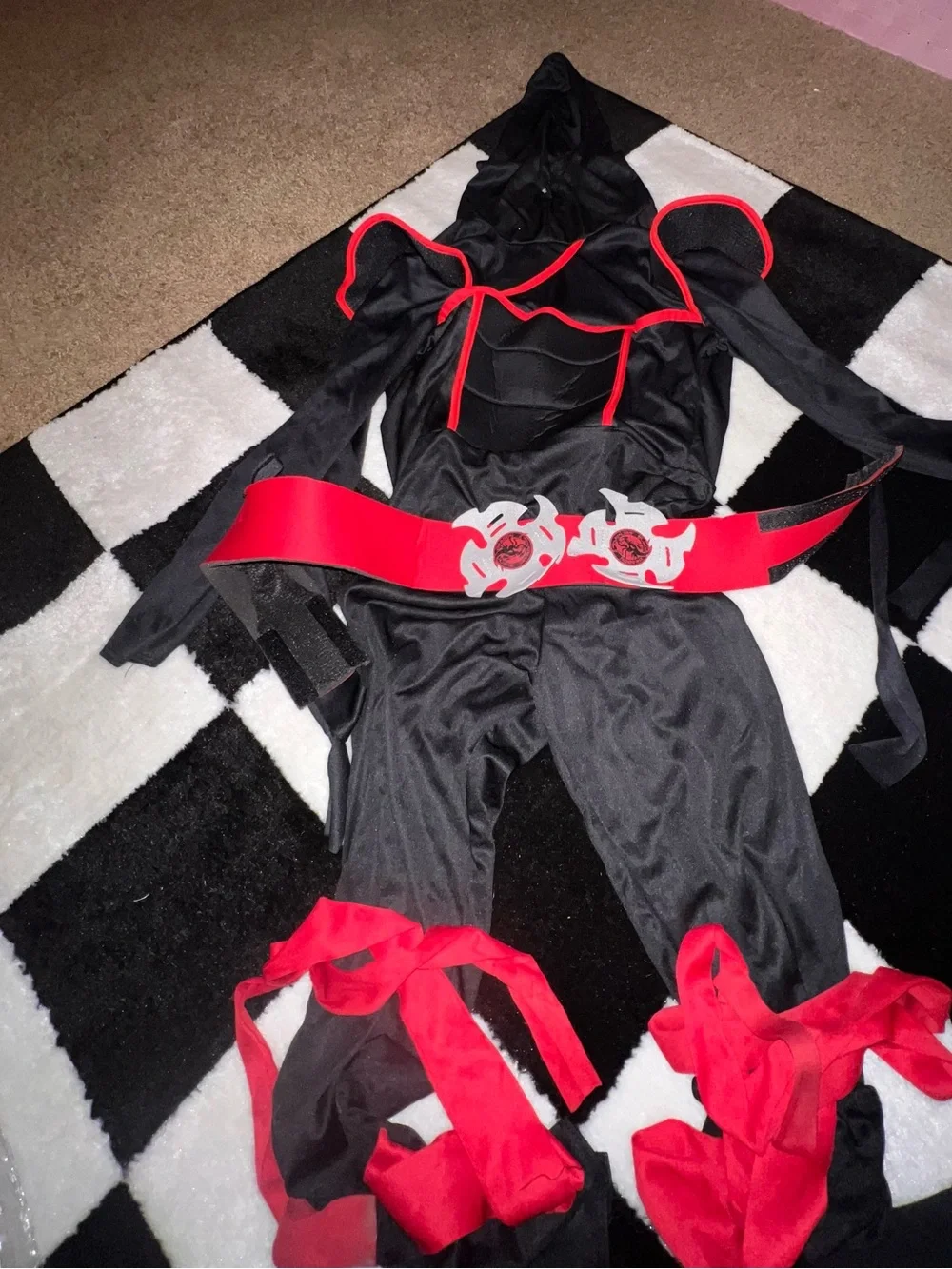 Spirit Stealth Ninja Costume - Black with Red Accents